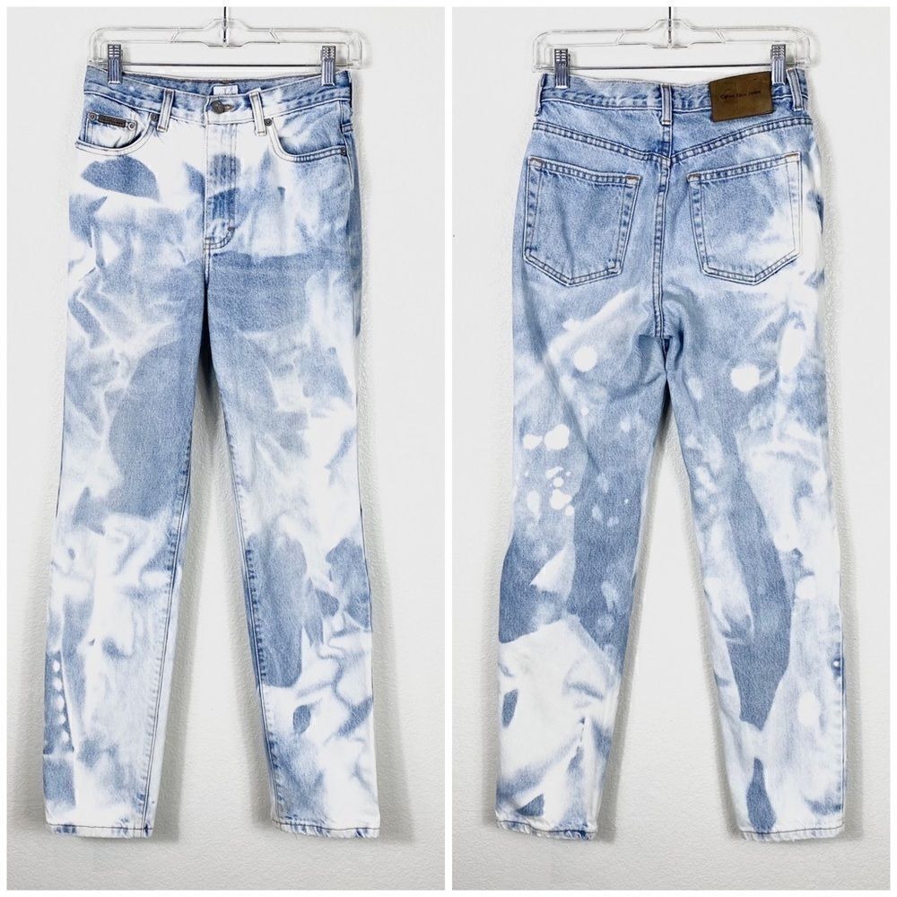 Vintage Calvin Klein Bleach Dyed Denim High Rise Mom Jeans Size 6